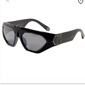 NEW Philipp Plein Black Angular Sunglasses SPP153